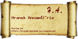 Hranek Annamária névjegykártya